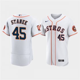 Wholesale Cheap Men\'s Houston Astros #45 Ryne Stanek White 60th Anniversary Flex Base Stitched Baseball Jersey