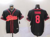 Cheap Men's San Francisco 49ers #8 Steve Young Black With Patch Cool Base Stitched Baseball Jerseys