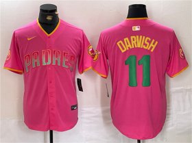 Wholesale Cheap Men\'s San Diego Padres #11 Yu Darvish Pink Cool Base Stitched Baseball Jersey