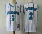 Wholesale Cheap Men's Charlotte Hornets #2 Larry Johnson 1992-93 White Hardwood Classics Soul Swingman Throwback Jersey With Adidas