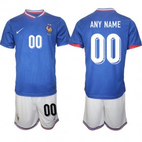 Cheap Men\'s France Custom Blue 2024-25 Home Soccer Jersey Suit