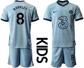 Wholesale Cheap Youth 2020-2021 club Chelsea away Light blue 8 Soccer Jerseys