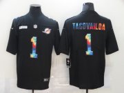 Wholesale Cheap Men's Miami Dolphins #1 Tua Tagovailoa Multi-Color Black 2020 NFL Crucial Catch Vapor Untouchable Nike Limited Jersey