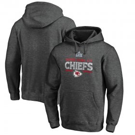 Wholesale Cheap Men\'s Kansas City Chiefs NFL Heather Gray Super Bowl LIV Bound Gridiron Pullover Hoodie