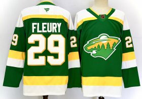 Cheap Men\'s Minnesota Wild #29 Marc-Andre Fleury Green 2024-25 Alternate Stitched Hockey Jersey