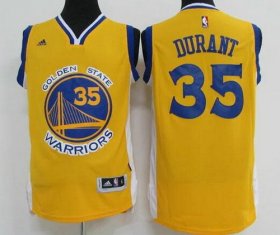 Wholesale Cheap Men\'s Golden State Warriors #35 Kevin Durant Yellow Revolution 30 Swingman Basketball Jersey