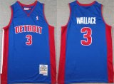 Cheap Men's Detroit Pistons #3 Ben Wallace Blue Throwback Stitched Jersey