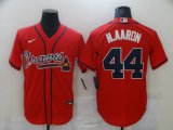 Wholesale Cheap Men Atlanta Braves 44 H.aaron Red Game Nike MLB Jerseys