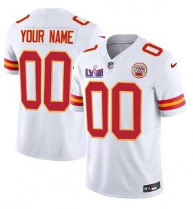 Cheap Men\'s Kansas City Chiefs Active Player Custom White 2024 F.U.S.E. Super Bowl LVIII Patch Vapor Untouchable Limited Football Stitched Jersey