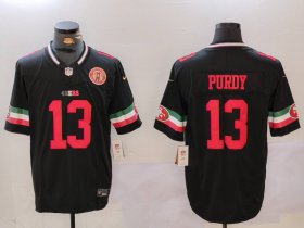 Cheap Men\'s San Francisco 49ers #13 Brock Purdy Black F.U.S.E. Mexico With Gate Bridge Patch Vapor Limited Stitched Football Jersey