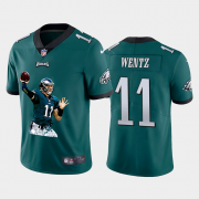 Wholesale Cheap Men's Philadelphia Eagles #11 Carson Wentz Midnight Green Player Portrait Edition 2020 Vapor Untouchable Stitched NFL Nike Limited Jersey 3