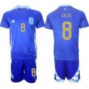 Cheap Men's Argentina #8 Enzo Blue 2024-25 Away SoccerJersey Suit