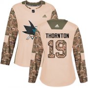 Wholesale Cheap Adidas Sharks #19 Joe Thornton Camo Authentic 2017 Veterans Day Women's Stitched NHL Jersey