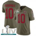 Wholesale Cheap Nike 49ers #10 Jimmy Garoppolo Olive Super Bowl LIV 2020 Men's Stitched NFL Limited 2017 Salute To Service Jersey