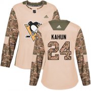 Wholesale Cheap Adidas Penguins #24 Dominik Kahun Camo Authentic 2017 Veterans Day Women's Stitched NHL Jersey