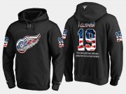 Wholesale Cheap Red Wings #19 Steve Yzerman NHL Banner Wave Usa Flag Black Hoodie