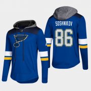 Wholesale Cheap Blues #86 Nikita Soshnikov Blue 2018 Pullover Platinum Hoodie