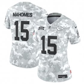 Cheap Women\'s Kansas City Chiefs #15 Patrick Mahomes 2024 F.U.S.E Arctic Camo Salute To Service Limited Stitched Football Jersey(Run Small)