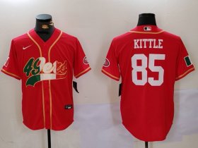 Cheap Men\'s San Francisco 49ers #85 George Kittle Red With Patch Cool Base Stitched Baseball Jerseys