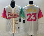 Wholesale Cheap Men's San Diego Padres #23 Fernando Tatis Jr Number White NEW 2023 City Connect Cool Base Stitched Jersey