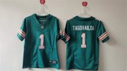 Cheap Women's Miami Dolphins #1 Tua Tagovailoa Aqua F.U.S.E Vapor Untouchable Stitched Jersey(Run Small)