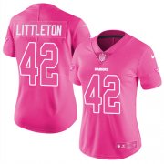 Wholesale Cheap Nike Raiders #42 Cory Littleton Pink Women's Stitched NFL Limited Rush Fashion Jersey