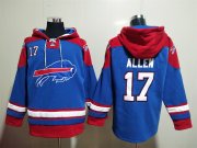 Wholesale Cheap Men's Buffalo Bills #17 Josh Allen Blue Ageless Must Have Lace Up Pullover Hoodie