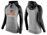 Wholesale Cheap Women's Nike Cincinnati Bengals Performance Hoodie Grey & Black