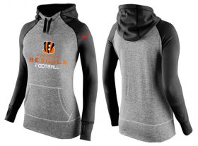 Wholesale Cheap Women\'s Nike Cincinnati Bengals Performance Hoodie Grey & Black