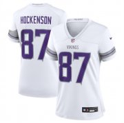 Wholesale Cheap Women's Minnesota Vikings #87 T.J. Hockenson White Winter Warrior Limited Football Stitched Jersey