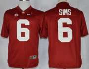 Wholesale Cheap Alabama Crimson Tide #6 Blake Sims 2014 Red Jersey