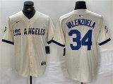 Wholesale Cheap Men's Los Angeles Dodgers #34 Toro Valenzuela Cream Stitched Baseball Jersey