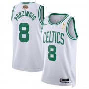 Wholesale Cheap Men's Boston Celtics #8 Kristaps Porzingis White 2024 Finals Champions Association Edition Stitched Basketball Jersey