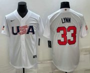 Cheap Men's USA Baseball #33 Lance Lynn 2023 White World Baseball Classic Stitched Jersey