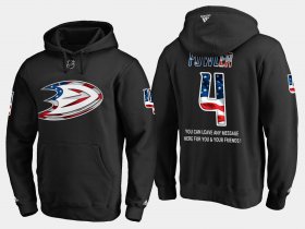 Wholesale Cheap Ducks #4 Cam Fowler NHL Banner Wave Usa Flag Black Hoodie