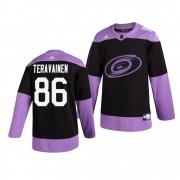 Wholesale Cheap Carolina Hurricanes #86 Teuvo Teravainen Adidas Men's Hockey Fights Cancer Practice NHL Jersey Black