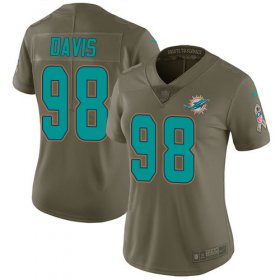 Wholesale Cheap Nike Dolphins #98 Raekwon Davis Olive Women\'s Stitched NFL Limited 2017 Salute To Service Jersey