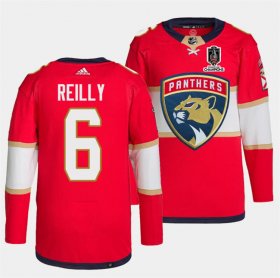 Cheap Men\'s Florida Panthers #6 Mike Reilly Red Home 2024 Stanley Cup Champions Stitched Jersey