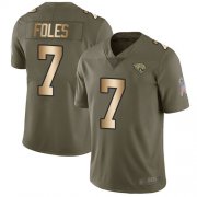 Wholesale Cheap Nike Jaguars #7 Nick Foles Olive/Gold Men's Stitched NFL Limited 2017 Salute To Service Jersey