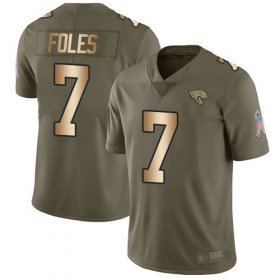 Wholesale Cheap Nike Jaguars #7 Nick Foles Olive/Gold Men\'s Stitched NFL Limited 2017 Salute To Service Jersey