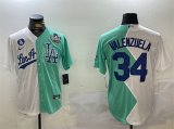 Cheap Men's Los Angeles Dodgers #34 Toro Valenzuela White Green Split 2024 World Series All-Star Cool Base Stitched Baseball Jersey