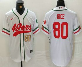 Men\'s San Francisco 49ers #80 Jerry Rice Number White Mexico Cool Base Stitched Baseball Jersey