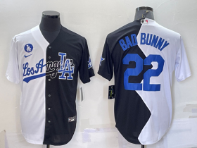 Wholesale Men\'s Los Angeles Dodgers #22 Bad Bunny White Black 2022 Celebrity Softball Game Cool Base Jersey