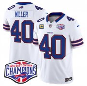 Cheap Men's Buffalo Bills #40 Von Miller White F.U.S.E. 2024 AFC East Division Champions With 4-Star C Ptach Vapor Limited Stitched Football Jersey