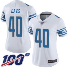 Wholesale Cheap Nike Lions #40 Jarrad Davis White Women\'s Stitched NFL 100th Season Vapor Limited Jersey