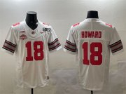 Cheap Men's Ohio State Buckeyes #18 Will Howard White 2025 CFP Final With National Champions Patch F.U.S.E. Vapor Limited Stitched Football Jersey