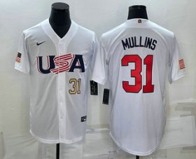 Cheap Mens USA Baseball #31 Cedric Mullins Number 2023 White World Classic Stitched Jersey