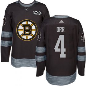 Wholesale Cheap Adidas Bruins #4 Bobby Orr Black 1917-2017 100th Anniversary Stitched NHL Jersey