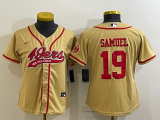 Wholesale Cheap Women's San Francisco 49ers #19 Deebo Samuel Gold With Patch Cool Base Stitched Baseball Jersey