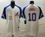 Cheap Men's Atlanta Braves #10 Chipper Jones Number White 2023 City Connect Cool Base Stitched Jerseys